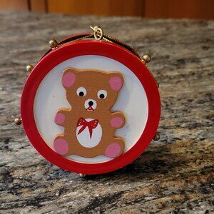 Vintage Bear Toy Drum Christmas Ornament